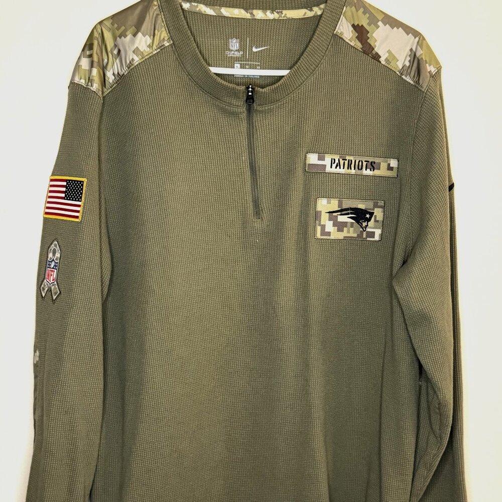New England Patriots Sweatshirt Mens XL Green Thermal Salute To Service 2021